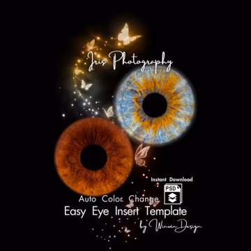 Couple Iris Photography PSD Template, Auto Color Change Eye Insert (Digital Download)