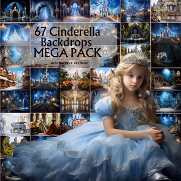 67 Cinderella Digital Backdrops for Fairy Tale Themed Photography Background Princess Castle Photoshop Overlay Princess Carriage Background