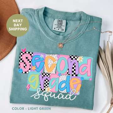 Comfort Colors® Second Grade Squad Teacher Shirt, 2nd Grade Teacher Shirt, Second Grade Teacher Tee, Elementary Teacher Shirts, Teacher Gift