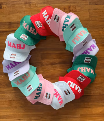 MAHJ Puff Print Trucker Hat, Mahjong Hats, Mahj Caps