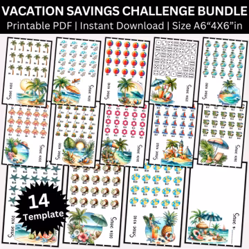 Vacation Saving Challenge Printable Bundle, Summer Travel Saving Envelopes Challenges, Travel Funds, Money Tracker, Vacation Planners