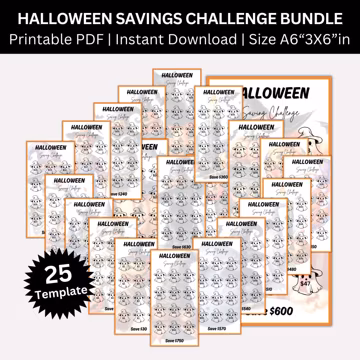 Halloween Saving Challenge Bundle, A6 Mini Low-Income Savings Envelope Challenges, Spooky Money Tracker, Halloween Budget Binders Planner
