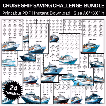 Luxurious Cruise Ship Vacation Savings Challenge Printable, Travel Saving Envelope Challenges, Family Vacation Dream Cruise Budget Binder