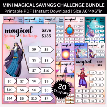 Magical Savings Challenge Printable Bundle, Low-Income Saving Envelope Challenges, Fantasy Money Tracker, Mystical Budget Binders Planner