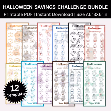 Mini Halloween Savings Challenge Printable, Low Income Spooky Saving Challenges, Money Tracker, A6 Budget Binder, Envelope Challenge