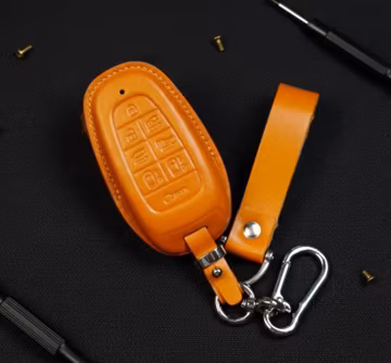 Personalized 2023 Palisade Sonata Santa Cruz Grandeur Tucson Ioniq 5 Hybrid Leather Key Fob Cover 4-8 Buttons Remote Case Holster