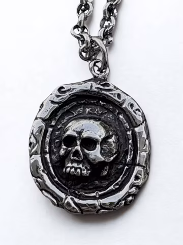 Skull Pendant Charm Necklace • Stainless Steel Gothic Grunge Jewelry