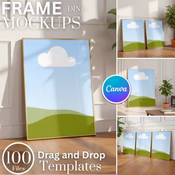 100x Canva Frame Mockup Bundle: Drag and Drop Canva Templates, DIN A Frame Mockups, Ready to use Templates