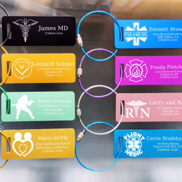 Medical Engraved Aluminum Tag, Personalized Metal Luggage Tag, Travel Gift, Bag ID, Custom Images, Suitcase tag, Backpack tag Medical Alert