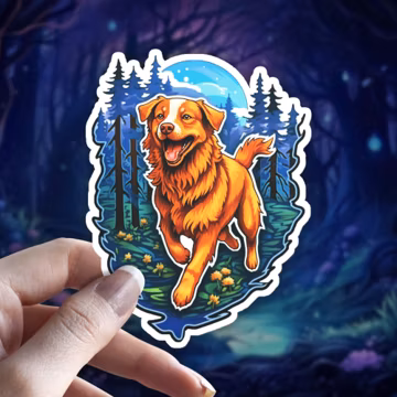 Witchy Nova Scotia Duck Toller Sticker: Holographic Dog Lover Decal