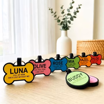 Personalized Silicone Dog Tag, Silent No Jingling Pet ID Tag, Custom Engraved Name Tag, Pet Collar, Custom Pet Gift
