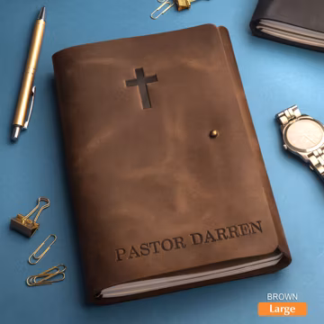 Pastor Appreciation Gift - Personalized Prayer Journal with Embossed Cross & Name - Manifestation Journal