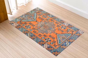 Orange Kilim Pattern Rugs, Orange Rugs, Ethnic Pattern Rugs, Oriental Rugs, Turkish Rug, Entry Rug, Personalized Rug, Thin Rug, Round Rug,
