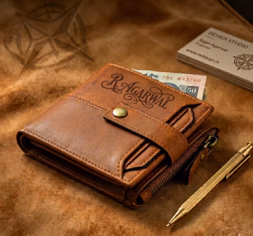 Personalized Leather RFID Wallet, Engraved Genuine Leather, Men's Anniversary Gift