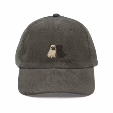 Pug Embroidered Lovable Pet Pug Corduroy Dad Hat | Dog Lover Accessory