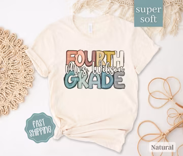 Boho Fourth Grade Teacher Shirt, Custom Fourth Grade Shirt For Teacher T Shirt, Cute 4th Grade T-Shirt for Teacher Gift Personalized