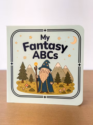 Fantasy ABC Board Book, Wizard Dragon Alphabet Baby Gift, Nerdy Baby Shower Gift, Geeky Baby Book