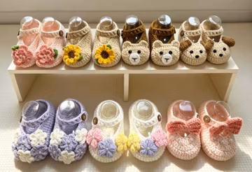 Crochet Infant Booties Handmade Newborn Photo Prop Soft Crib Shoes Baby Shower Gift for 3 to 12 months nursery decor birthday gender reveal