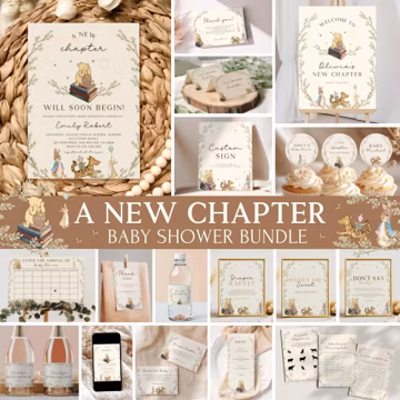 A New Chapter Will Soon Begin Baby Shower Bundle, Storybook Baby Shower Template, New Chapter Baby Shower Decor