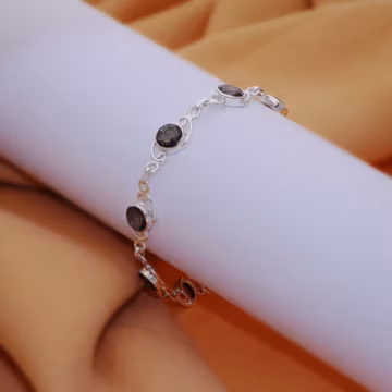 Smoky Quartz Bracelet: Handmade 925 Sterling Silver Adjustable Chain