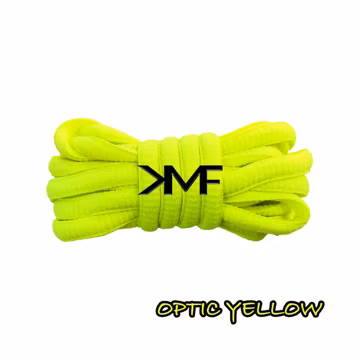 Optic Yellow Thin Oval Classic Shoelaces Available In 27” 36” 45” 54” 63” and 72 Inch Replacement Laces For All Shoes Ships From USA