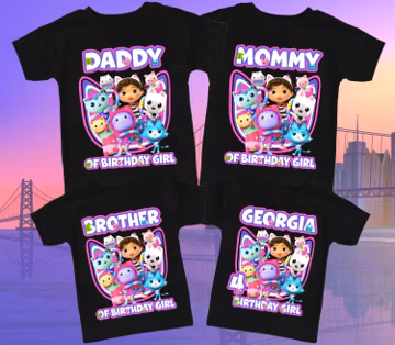 Personalized Dolls, Birthday Girl T-Shirt, Birthday Gift, Matching Family