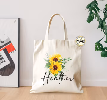 Personalized Sunflower Tote Bag, Wedding Bridesmaid Gift