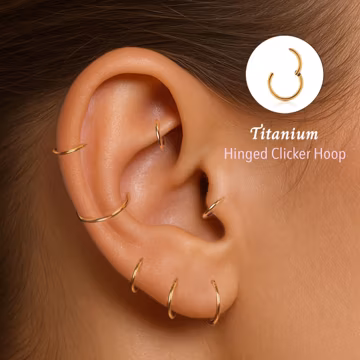 20G/18G/16G Titanium Hinged Segment Nose Ring • Nose Hoop • Seamless Hinged Clicker Hoop • Septum Ring • Hoop Earring