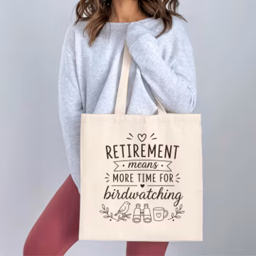 Retirement Bird Watching Tote Bag, Retirement Gift for Bird Lover, Bird Watcher Gift, Retiree Canvas Tote, Coworker Retirement Gift