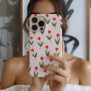 Red Tulip Phone Case, Floral Spring Pattern, Cottagecore Aesthetic