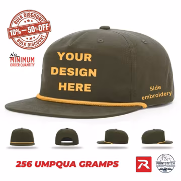Custom Embroidery Umpqua Snapback Rope Hats: Richardson 256 Five-Panel