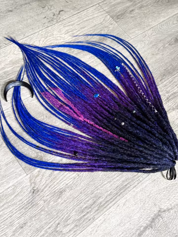 Galaxy Ombre Dreadlocks, Dark Purple to Blue, DE Crochet Synthetic Dreads Extentions