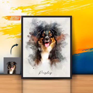 Custom Watercolor Pet Portrait From Photo, Personalized Dog Cat Portrait painting from photo, Pet Memorial Art, Pet sympathy Gift for her