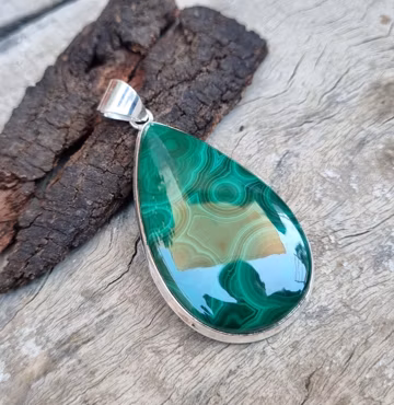 Handmade Green Malachite 925 Sterling Silver Pendant