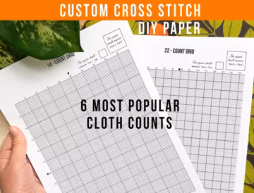 PRINTABLE Cross Stitch Graph Paper Bundle PDF 6 SIZES: Count 14, 10, 11, 16, 18, 22 Xstitch Digital Instant Download Blank Grid Paper Graphs