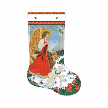 Christmas Stocking, Forest Angel, Counted Cross Stitch Pattern, Xstitch Decor, Needlepoint Chart, Instant download PDF