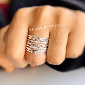 Set of 7 Sterling silver stacking rings, dainty sterling rings,thin silver rings, minimalist jewelry, stackable rings, sterling silver rings