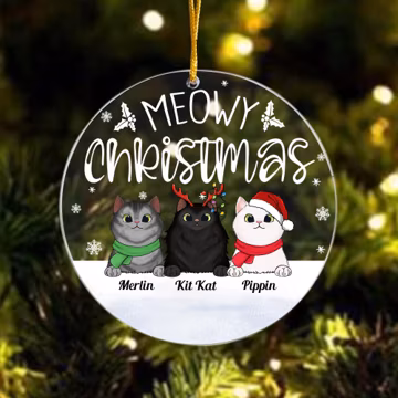 Personalised Cat Bauble, Cat Christmas Ornament, Meowy Christmas, Cat Breed Ornament, Cat Lover Gift, Cat Ornament 2024, Christmas Gift