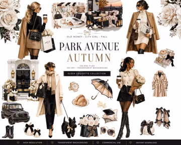 Park Avenue Autumn Clipart | Leopard Coquette Fall PNG Bundle (Digital Download)