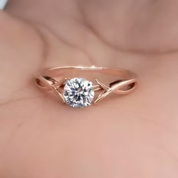 Dainty 0.5CT Round Lab Grown Diamond Promise Ring, Minimalist Design