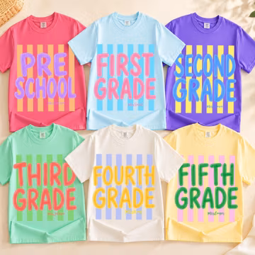 Stripes Back to School Teacher PNG Bundle, First Second Third Fourth Fifth Grade Png, Grade Level Teacher Team Shirt,First Day Of School Png