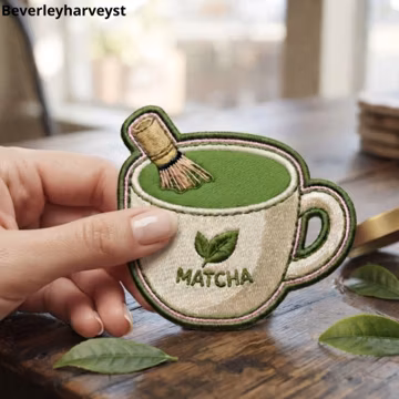Matcha Patch ,Kawaii Green Tea Cup Applique , Cute Cafe Lover Backpack Accessory