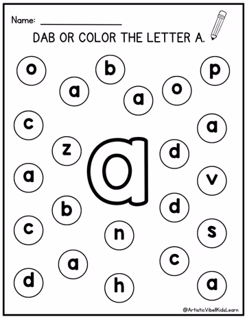 26 Printable Alphabet Lowercase Dab It Worksheets. Preschool-KDG Phonics. Alphabet Dab - Worksheets - Printable - Instant download