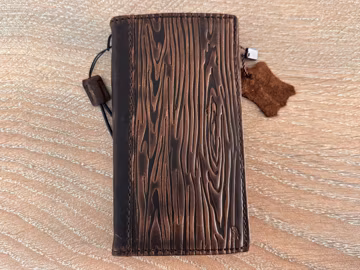 Handmade Leather Wallet Case For Google Pixel, 11 Wood Grain Cover