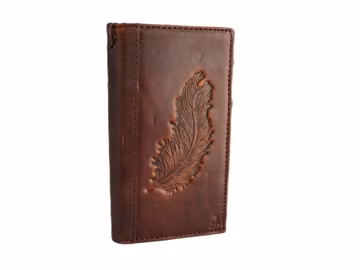 Handmade Leather For Galaxy S26 S25 S24 Wallet Case – "The Feather of Peace"