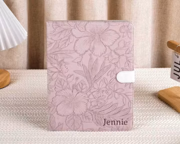 Retro Purple Embossed Leather iPad Case - Personalized 2024 Models Air 11"/13", Pro 11"/13" 2024, Air 4/5, 10th Gen, Mini 6/7, Gift for Her
