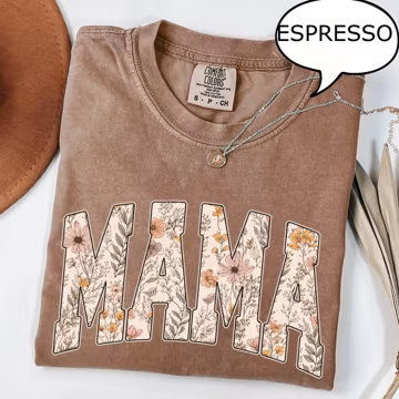 Comfort Colors Vintage Floral Mama T-Shirt, Retro Spring Mom Tee