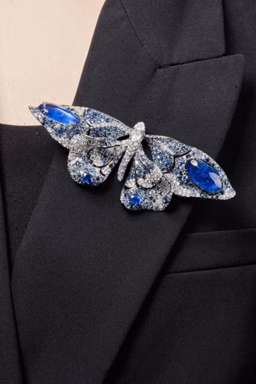 Beautiful Butterfly Brooch Pin With Blue Sapphire 925 Silver Cubic Zirconia Handcrafted Jewelry, Women's Party Wear Brooch, Birthday Gift