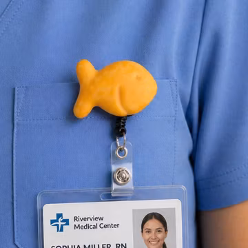 Goldfish Badge Reel ID Holder, Nurse RN School Hospital Teacher, Gift Accessory