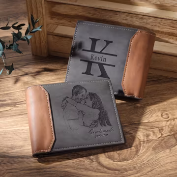 Personalized Photo Leather Wallet for Men Best Dad Ever Gifts ,Picture Wallet with Inital Name,Anniversary and Father's Day Gift